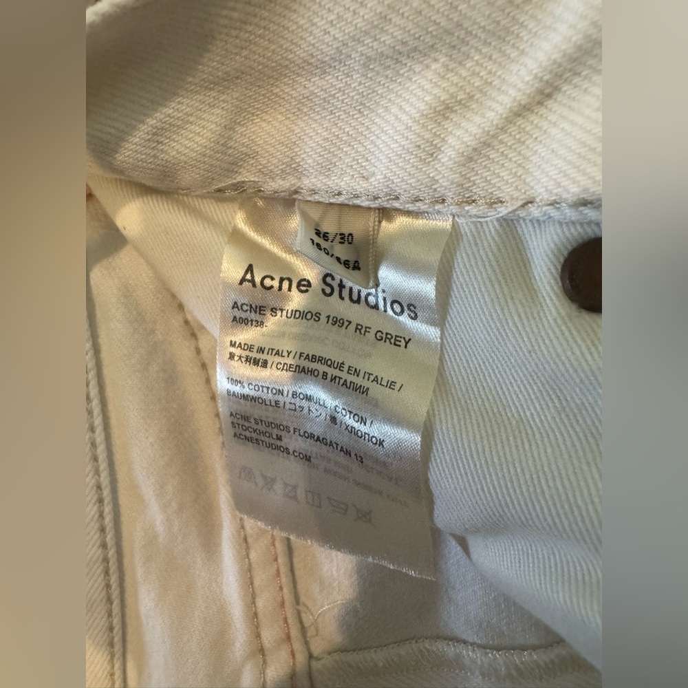 Acne Patchwork Off-White & Light Gray Slim Straig… - image 8